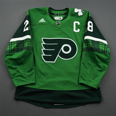 Claude Giroux - St. Patricks Day Warm-Up Worn Autographed Jersey 