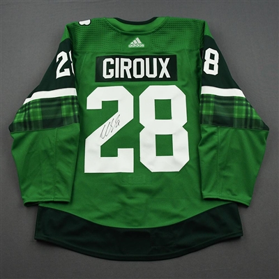 Claude Giroux - St. Patrick's Day Warm-Up Worn Autographed Jersey 