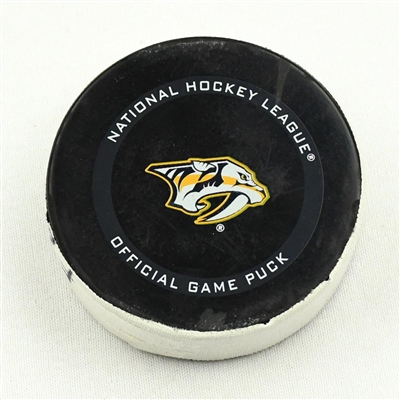 Jonathan Huberdeau - Florida Panthers - Goal Puck - March 4, 2021 vs. Nashville Predators (Predators Logo)