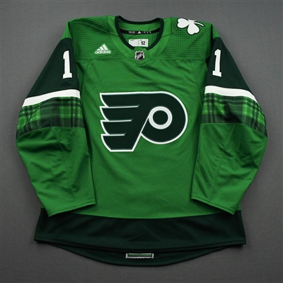 Travis Konecny - St. Patricks Day Warm-Up Worn Autographed Jersey 