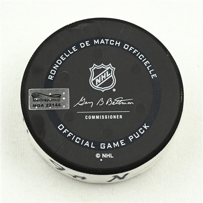 Luke Kunin - Nashville Predators - Goal Puck - (Rare TRACKING PUCK) January 16, 2021 vs. Columbus Blue Jackets (NHL LOGO)