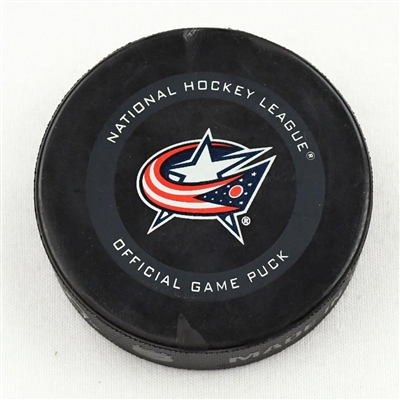 Patrik Laine - Columbus Blue Jackets - Goal Puck - February 7, 2021 vs. Carolina Hurricanes (Blue Jackets Logo)