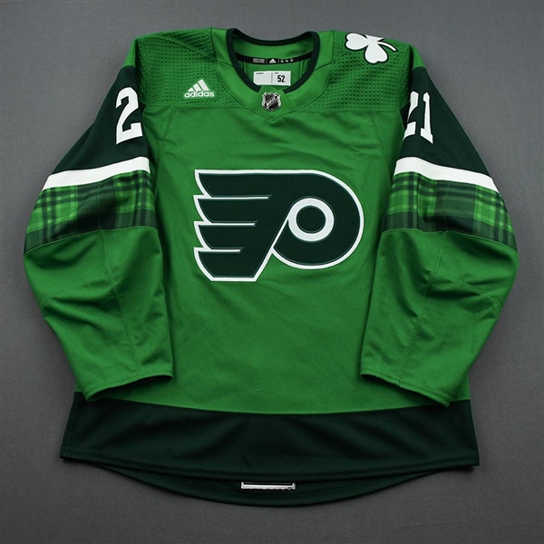 Scott Laughton - St. Patricks Day Warm-Up Worn Autographed Jersey 