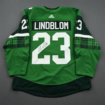Oskar Lindblom - St. Patrick's Day Warm-Up Worn Autographed Jersey 