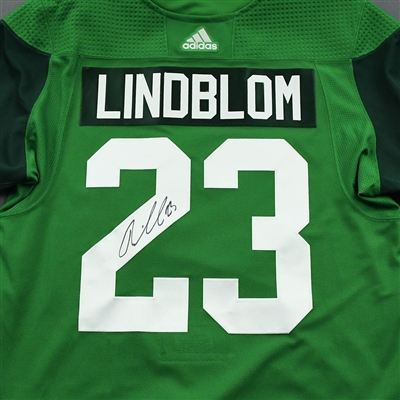 Oskar Lindblom - St. Patrick's Day Warm-Up Worn Autographed Jersey 