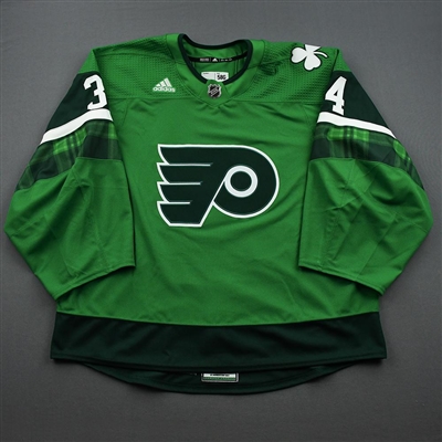 Alex Lyon - St. Patrick's Day Warm-Up Issued Autographed Jersey 