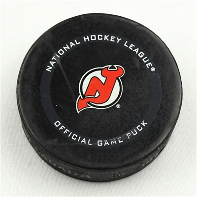 New Jersey Devils - Game Puck - April 13, 2021 vs. New York Rangers (Devils Logo) - Igor Shesterkin 1st Career Shutout
