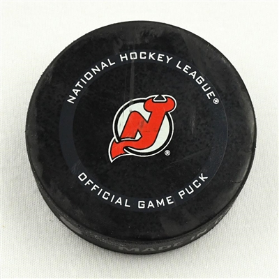 New Jersey Devils - Game Puck - April 13, 2021 vs. New York Rangers (Devils Logo) - Igor Shesterkin 1st Career Shutout