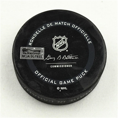 New Jersey Devils - Game Puck - April 13, 2021 vs. New York Rangers (Devils Logo) - Igor Shesterkin 1st Career Shutout