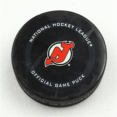 New Jersey Devils - Game Puck - April 13, 2021 vs. New York Rangers (Devils Logo) - Igor Shesterkin 1st Career Shutout