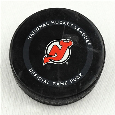 New Jersey Devils - Game Puck - April 13, 2021 vs. New York Rangers (Devils Logo) - Igor Shesterkin 1st Career Shutout