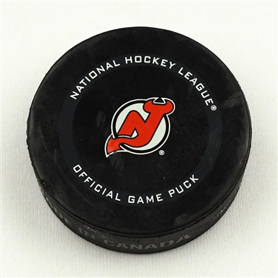 New Jersey Devils - Game Puck - May 3, 2021 vs. Boston Bruins (Devils Logo) - Tuukka Rask's 52nd NHL Career Shutout