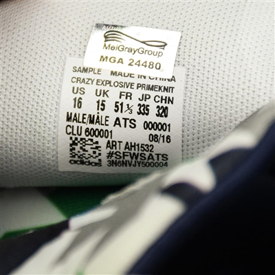 Andrew Wiggins - adidas Crazy Explosive 2016 White with Blue Bottom- Sample Tag