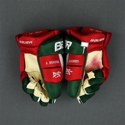 Jack Hughes - Game-Worn Heritage Gloves - 2019-20 NHL Season