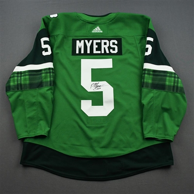 Philippe Myers - St. Patrick's Day Warm-Up Worn Autographed Jersey 