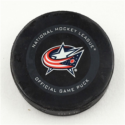 Jack Roslovic - Columbus Blue Jackets - Goal Puck - February 8, 2021 vs. Carolina Hurricanes (Blue Jackets Logo)