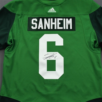 Travis Sanheim - St. Patrick's Day Warm-Up Worn Autographed Jersey 