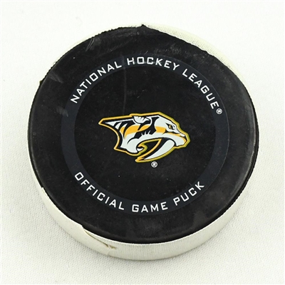 Colton Sissons - Nashville Predators - Goal Puck - March 4, 2021 vs. Florida Panthers (Predators Logo)