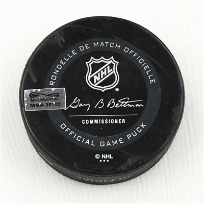 Vincent Trocheck - Carolina Hurricanes - Goal Puck - February 7, 2021 vs. Columbus Blue Jackets (Blue Jackets Logo)