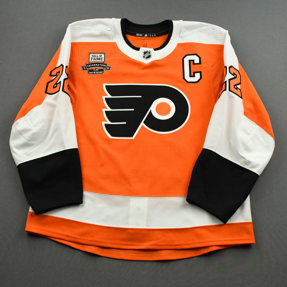 I love the Flyers' specialty jerseys, and this one is no exception. Such a  great color and style. Worn during warm-ups by Justin Braun before the  11/10 military appreciation game vs. the