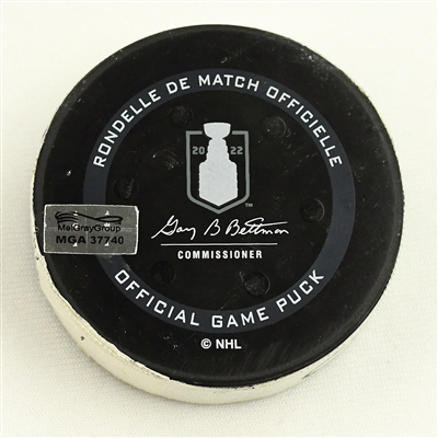Gabriel Landeskog - Colorado Avalanche - Goal Puck - May 7, 2022 vs. Predators (Predators Logo) - 2022 Stanley Cup Playoffs - Round 1, Game 3