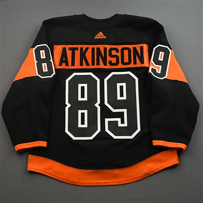 Cam Atkinson - Game-Worn Third Jersey w/ Lou Nolan 50 Years Patch - April 9, 2022