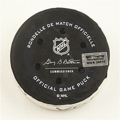 Patrice Bergeron - Boston Bruins - Goal Puck - December 14, 2021 vs. Vegas Golden Knights (Bruins Logo)