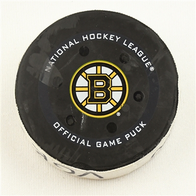 Patrice Bergeron - Boston Bruins - Goal Puck - December 14, 2021 vs. Vegas Golden Knights (Bruins Logo)