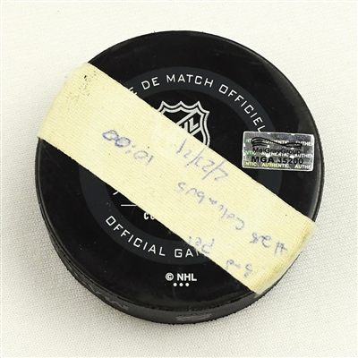 Oliver Bjorkstrand - Columbus Blue Jackets - Goal Puck - February 23, 2021 vs. Chicago Blackhawks (Blue Jackets Logo)