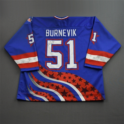 Austin Burnevik - 2022 U.S. NTDP U-17 - Game-Worn Heroes Appreciation '96 Throwback Autographed Jersey