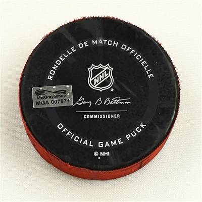 Connor Carrick - New Jersey Devils - Goal Puck - April 27, 2021 vs. Philadelphia Flyers (Devils Logo)