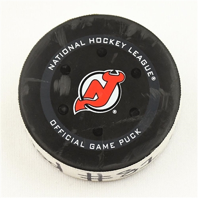 Kyle Connor - Winnipeg Jets - Goal Puck - March 10, 2022 vs. New Jersey Devils (Devils Logo)
