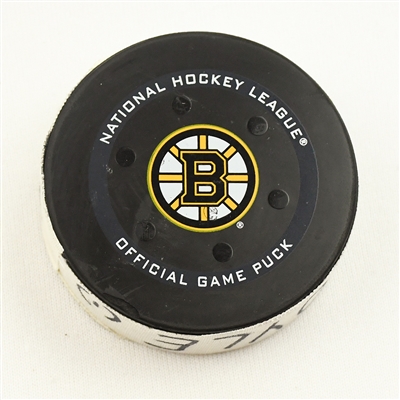 Charlie Coyle - Boston Bruins - Goal Puck - November 14, 2021 vs. Montreal Canadiens (Bruins Logo)
