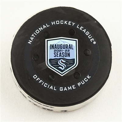 Ryan Donato - Seattle Kraken - Goal Puck - January 17, 2022 vs. Chicago Blackhawks (Kraken Inaugural Season Logo)