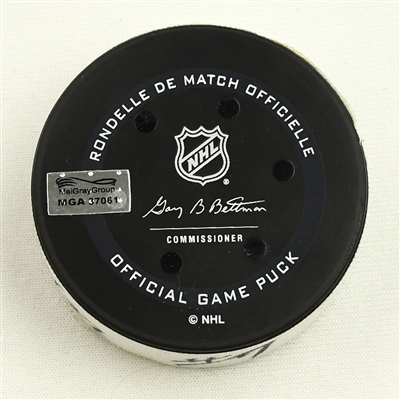 Justin Faulk - St. Louis Blues - Goal Puck - March 12 2022 vs. Nashville Predators (Predators Logo)