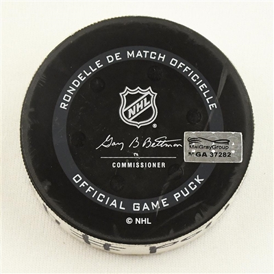 Gustav Forsling - Florida Panthers - Goal Puck - April 2, 2022 vs. New Jersey Devils (Devils Logo)