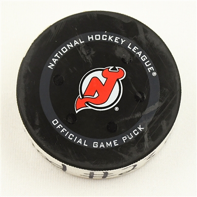 Adam Fox - New York Rangers - Goal Puck - March 22, 2022 vs. New Jersey Devils (Devils Logo)