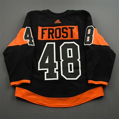 Morgan Frost - Game-Worn Third Jersey w/ Lou Nolan 50 Years Patch - April 9, 2022