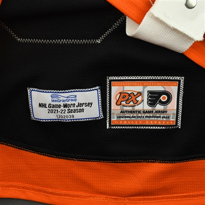 Morgan Frost - Game-Worn Third Jersey w/ Lou Nolan 50 Years Patch - April 9, 2022