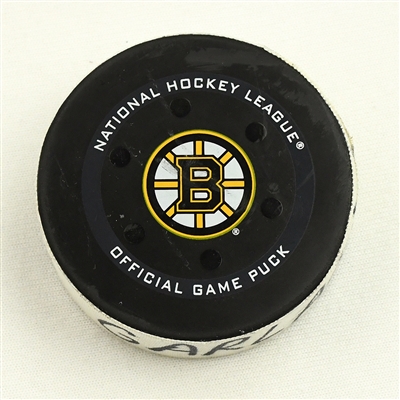 Conor Garland - Vancouver Canucks - Goal Puck - November 28, 2021 vs. Boston Bruins (Bruins Logo)