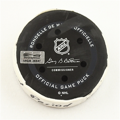 Jani Hakanpaa - Dallas Stars - Goal Puck - January 25, 2022 vs. New Jersey Devils (Devils Logo)