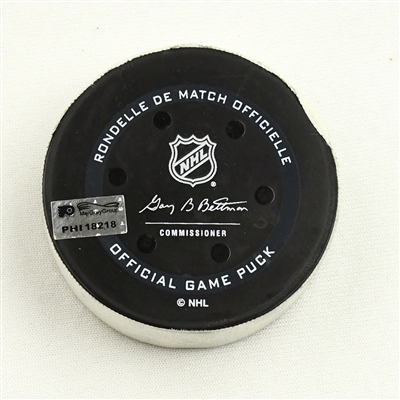Garnet Hathaway - Washington Capitals - Goal Puck - February 17, 2022 vs. Philadelphia Flyers (Flyers Logo)