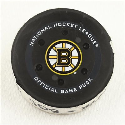 Dryden Hunt - New York Rangers - Goal Puck - November 26, 2021 vs. Boston Bruins (Bruins Logo) - 2021 NHL Thanksgiving Showdown