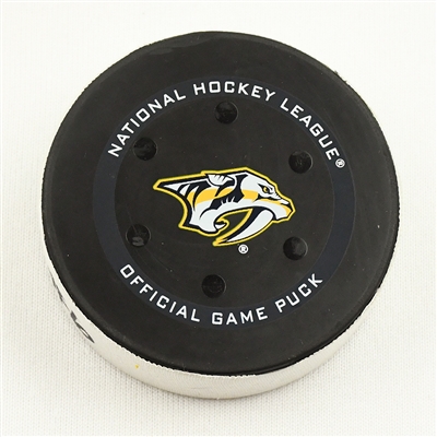 Tanner Jeannot - Nashville Predators - Goal Puck - January 1, 2022 vs. Chicago Blackhawks (Predators Logo)