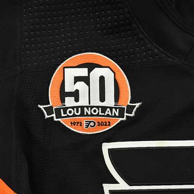 Travis Konecny - Game-Worn Third Jersey w/ Lou Nolan 50 Years Patch - April 9, 2022