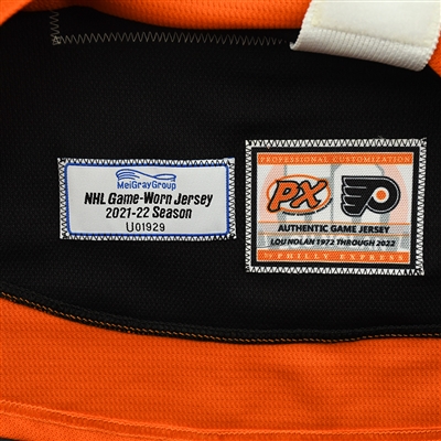 Travis Konecny - Game-Worn Third Jersey w/ Lou Nolan 50 Years Patch - April 9, 2022