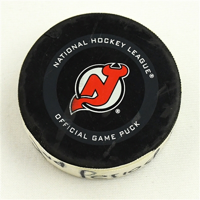 Chris Kreider - New York Rangers - Goal Puck - March 4, 2021 vs. New Jersey Devils (Devils Logo) - 2nd Goal of Hat Trick