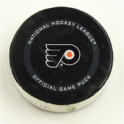 Evgeny Kuznetsov - Washington Capitals - Goal Puck - April 17, 2021 vs. Philadelphia Flyers (Flyers Logo)