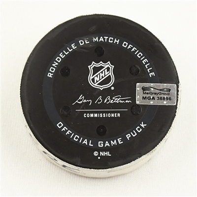 Alexis Lafreniere - New York Rangers - Goal Puck - November 26, 2021 vs. Boston Bruins (Bruins Logo) - 2021 NHL Thanksgiving Showdown