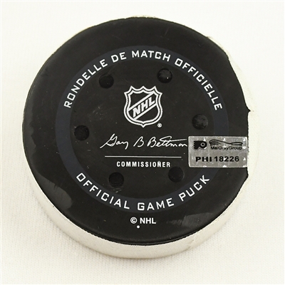 Scott Laughton - Philadelphia Flyers - Goal Puck - February 9, 2022 vs. Detroit Red Wings(Flyers Logo)